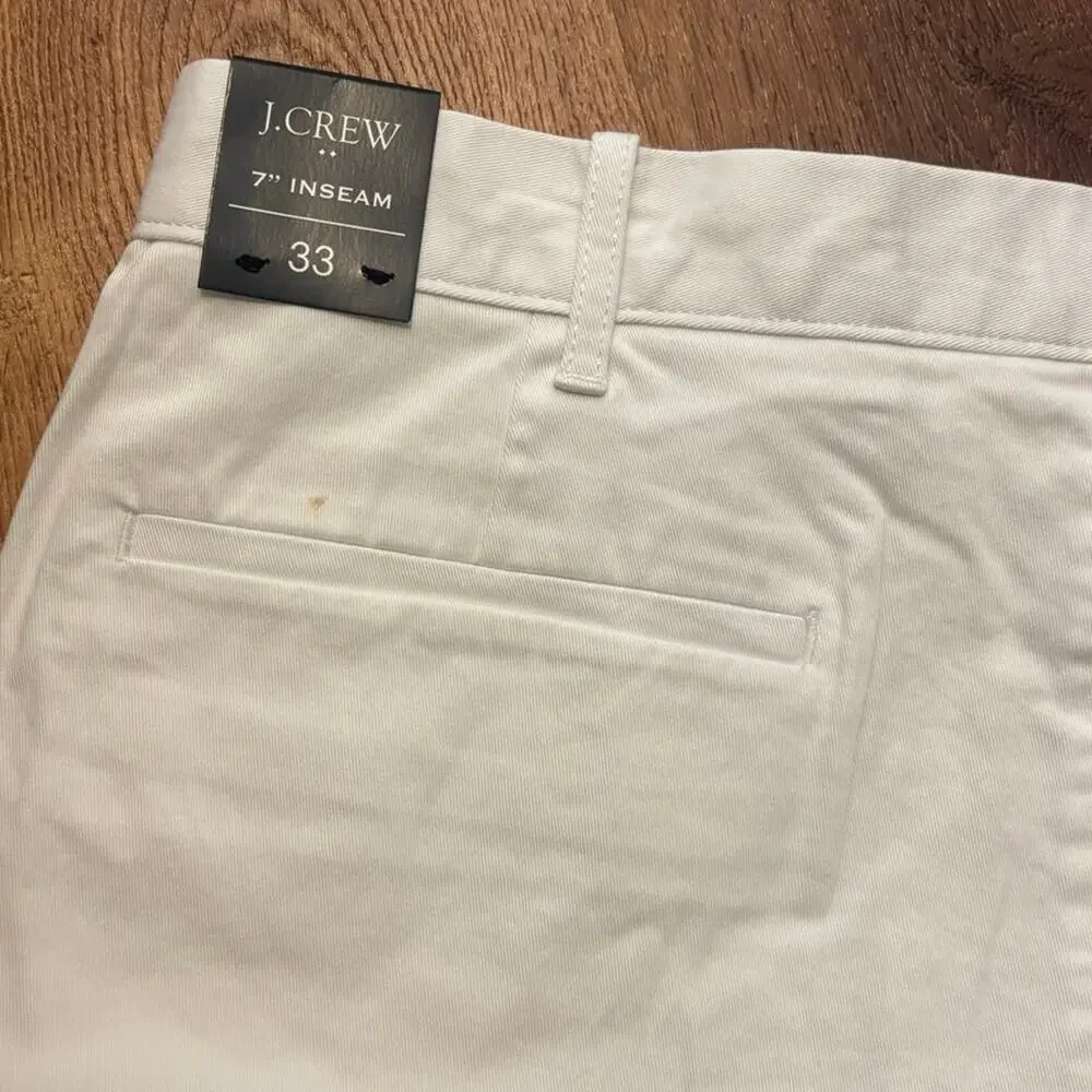 NWT J.Crew 7” Flex Chino Short In White Size 33